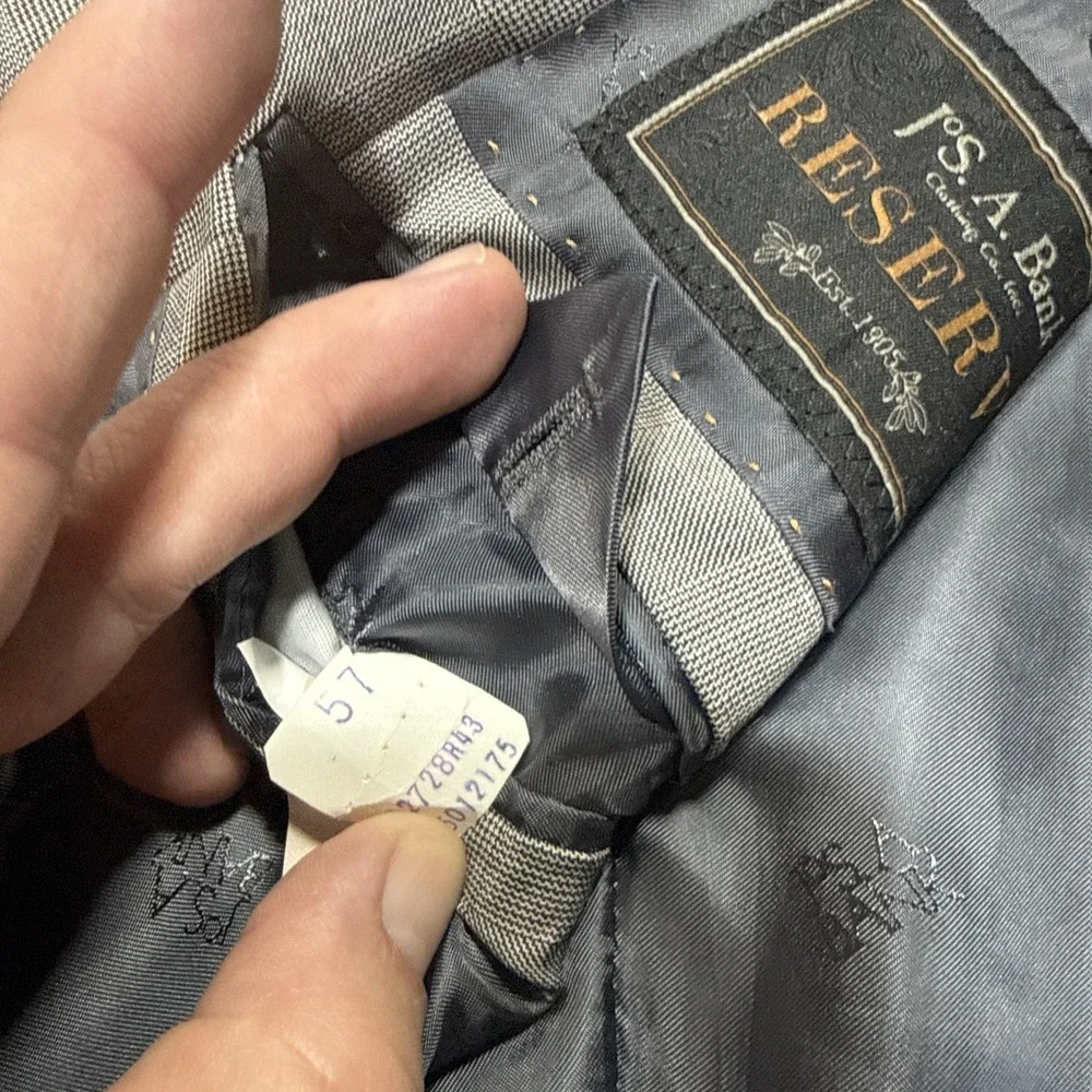 Jos A Bank Reserve Blazer Mens 46 Grey Lanificio di Fabio Super 120s Wool Italy